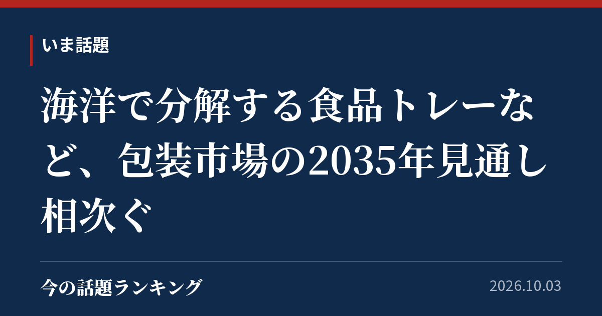 海洋で分解する食品トレーなど、包装市場の2035年見通し相次ぐ