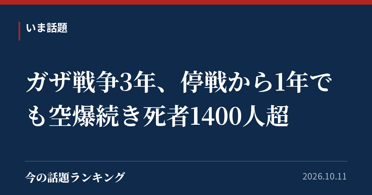 ガザ戦争3年、停戦から1年でも空爆続き死者1400人超