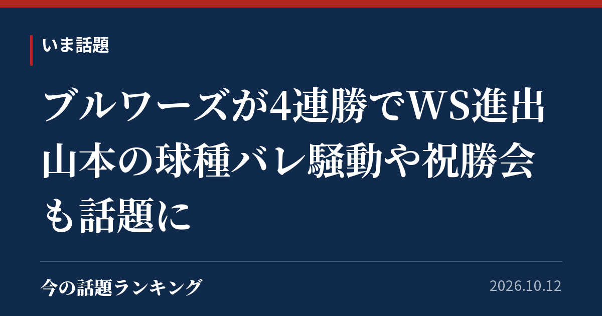 ブルワーズが4連勝でWS進出 山本の球種バレ騒動や祝勝会も話題に
