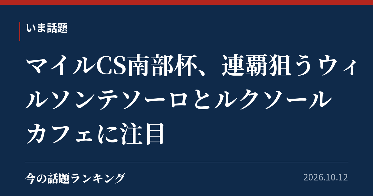マイルCS南部杯、連覇狙うウィルソンテソーロとルクソールカフェに注目