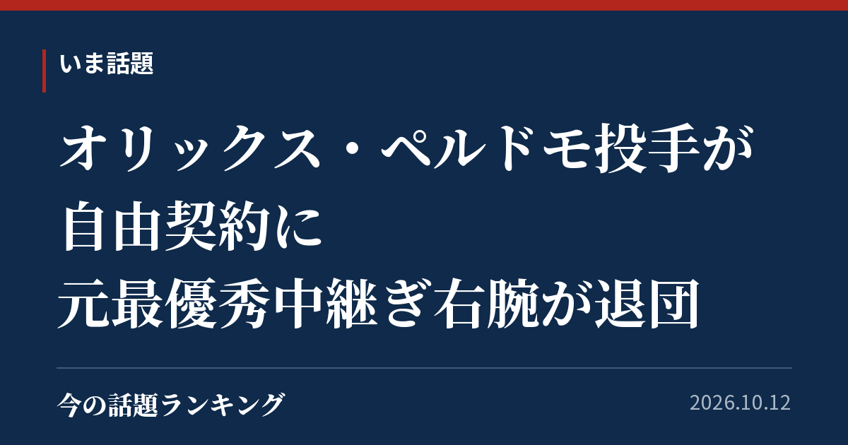 オリックス・ペルドモ投手が自由契約に 元最優秀中継ぎ右腕が退団
