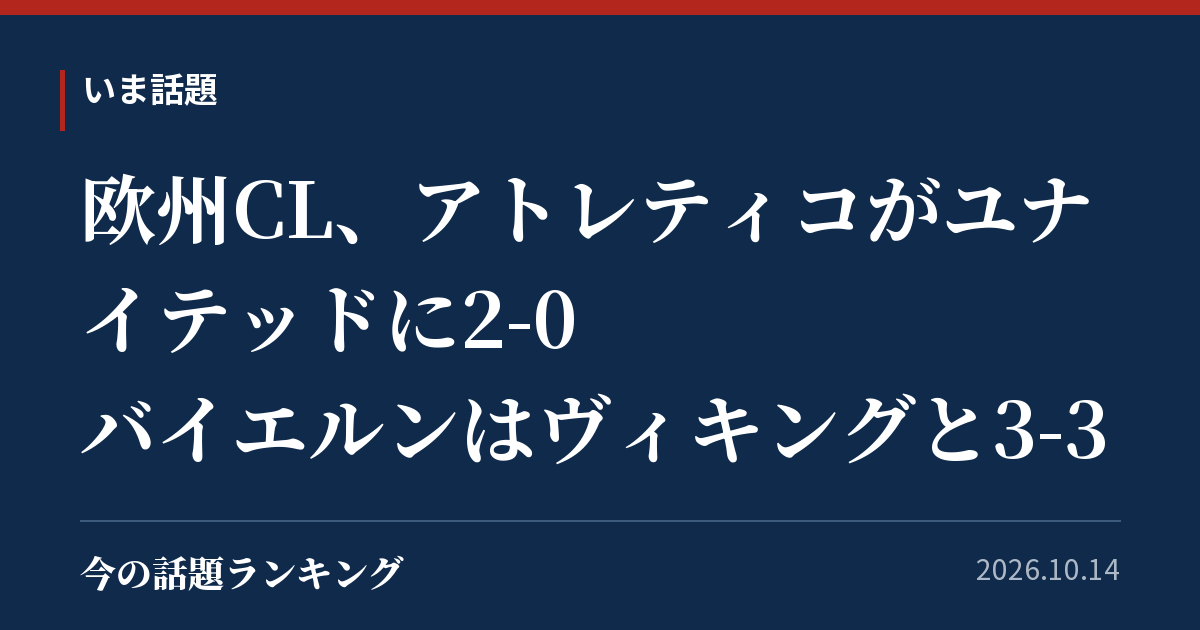 欧州CL、アトレティコがユナイテッドに2-0 バイエルンはヴィキングと3-3