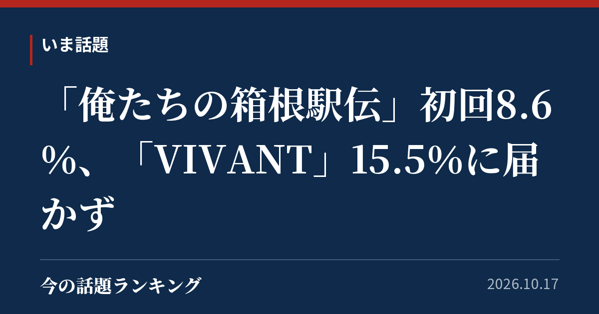 「俺たちの箱根駅伝」初回8.6%、「VIVANT」15.5%に届かず