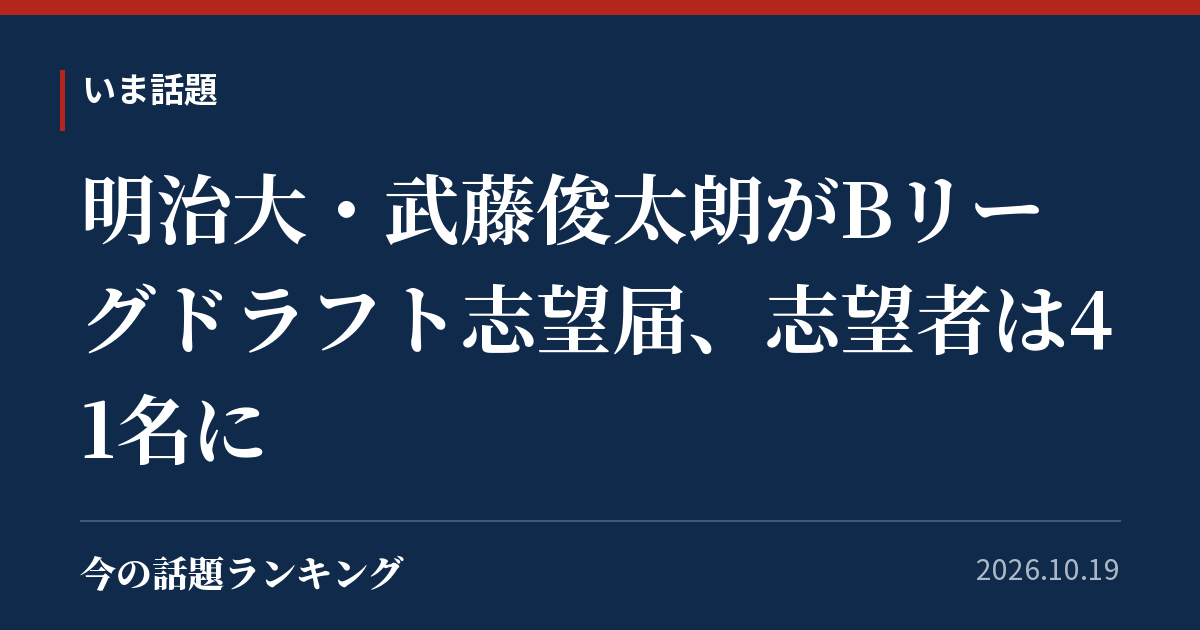 明治大・武藤俊太朗がBリーグドラフト志望届、志望者は41名に