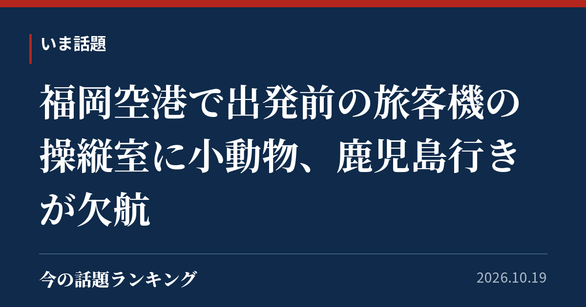 福岡空港で出発前の旅客機の操縦室に小動物、鹿児島行きが欠航